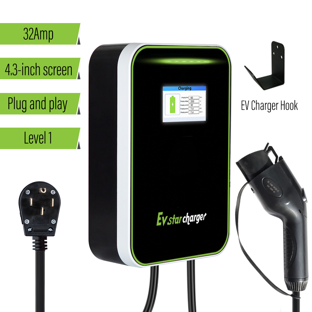 EVstarcharger Level 1 Smart Electric Vehicle (EV) Charger, 32 Amp 110V120V with 4.3 inch